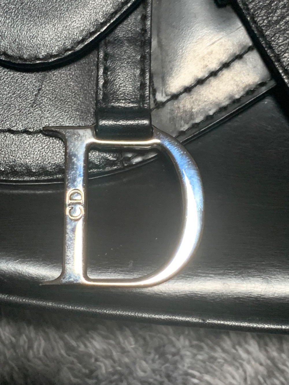 Vintage Christian Dior Black Smooth Leather Baudrier Saddle Bag - Rare Galliano - Picture 3 of 16